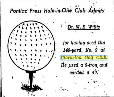 Clarkston Golf Club - July 1967 Hole In One